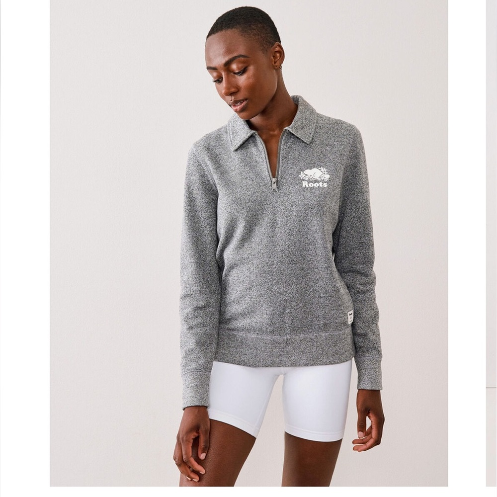 Roots Canada 1/4 Zip Long Sleeve Polo SweatShirt